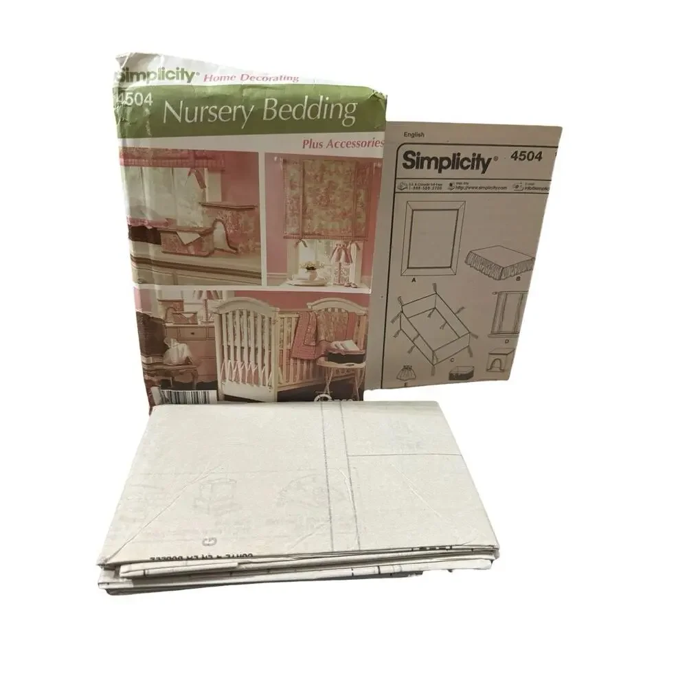 Simplicity 4504 Nursery Bedding Sewing Quilt Dust Ruffle Lamp Cover Pattern